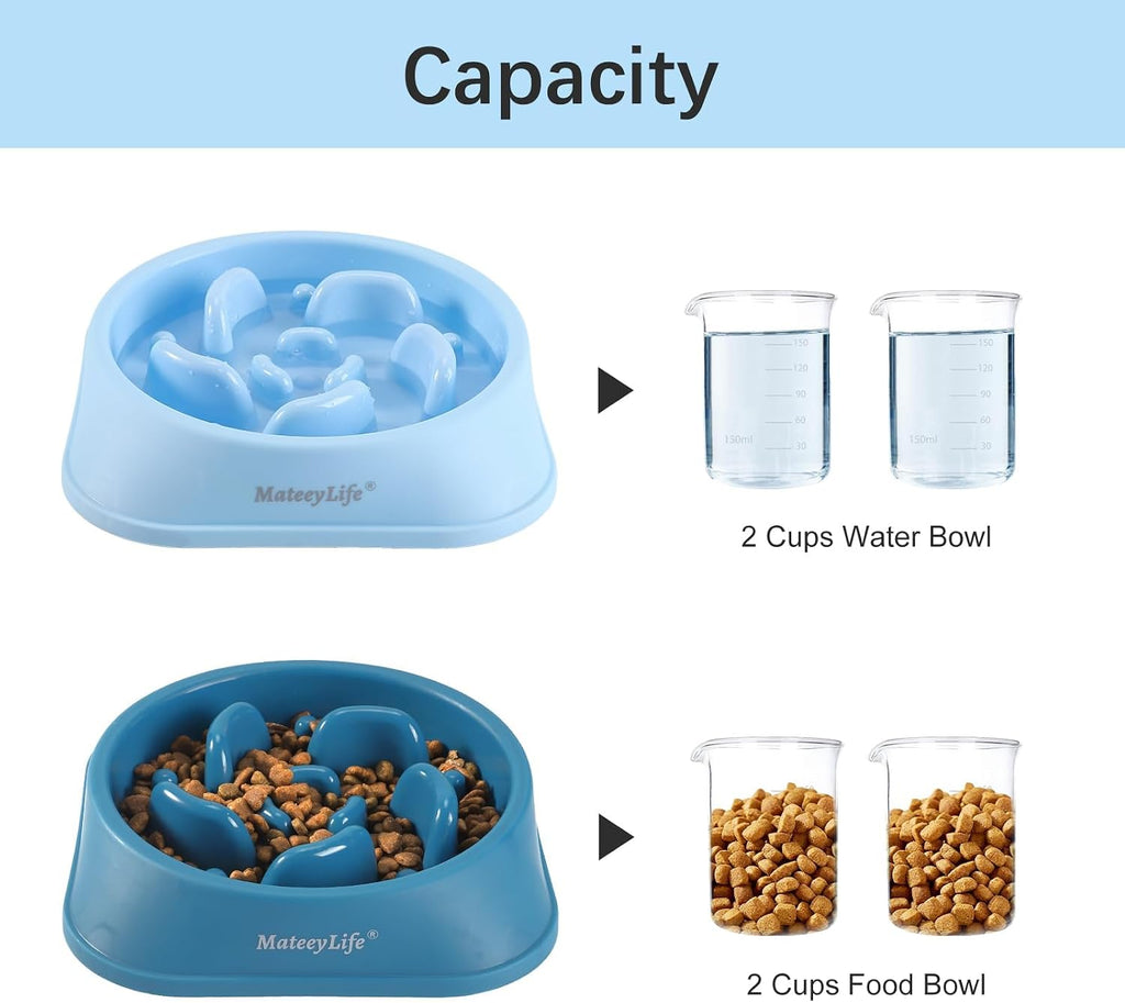 Slow Feeder Dog Bowls 2PCS, Anti-Choking Puzzle Dog Food Bowls, Anti-Slip Interactive Feeding Slow Down Eating, Bloat