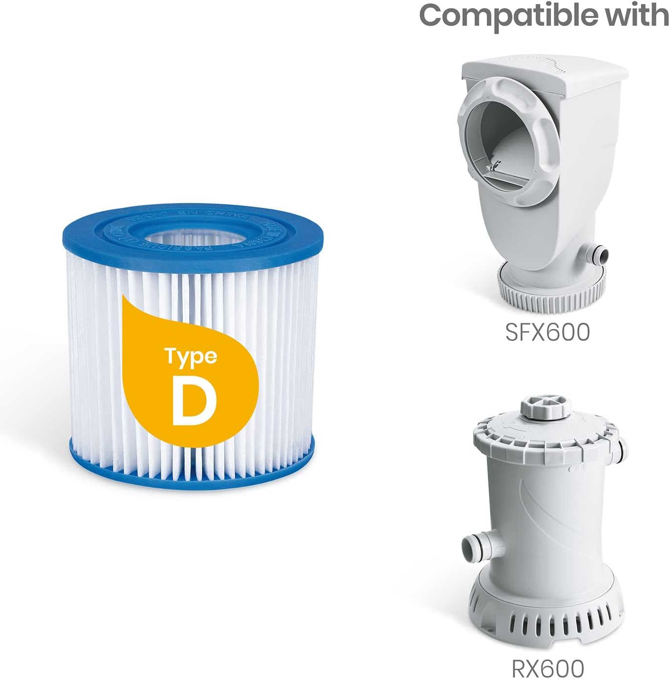 Type D Filter Cartridge 2-Pack, for Above Ground Pool Filter Pumps