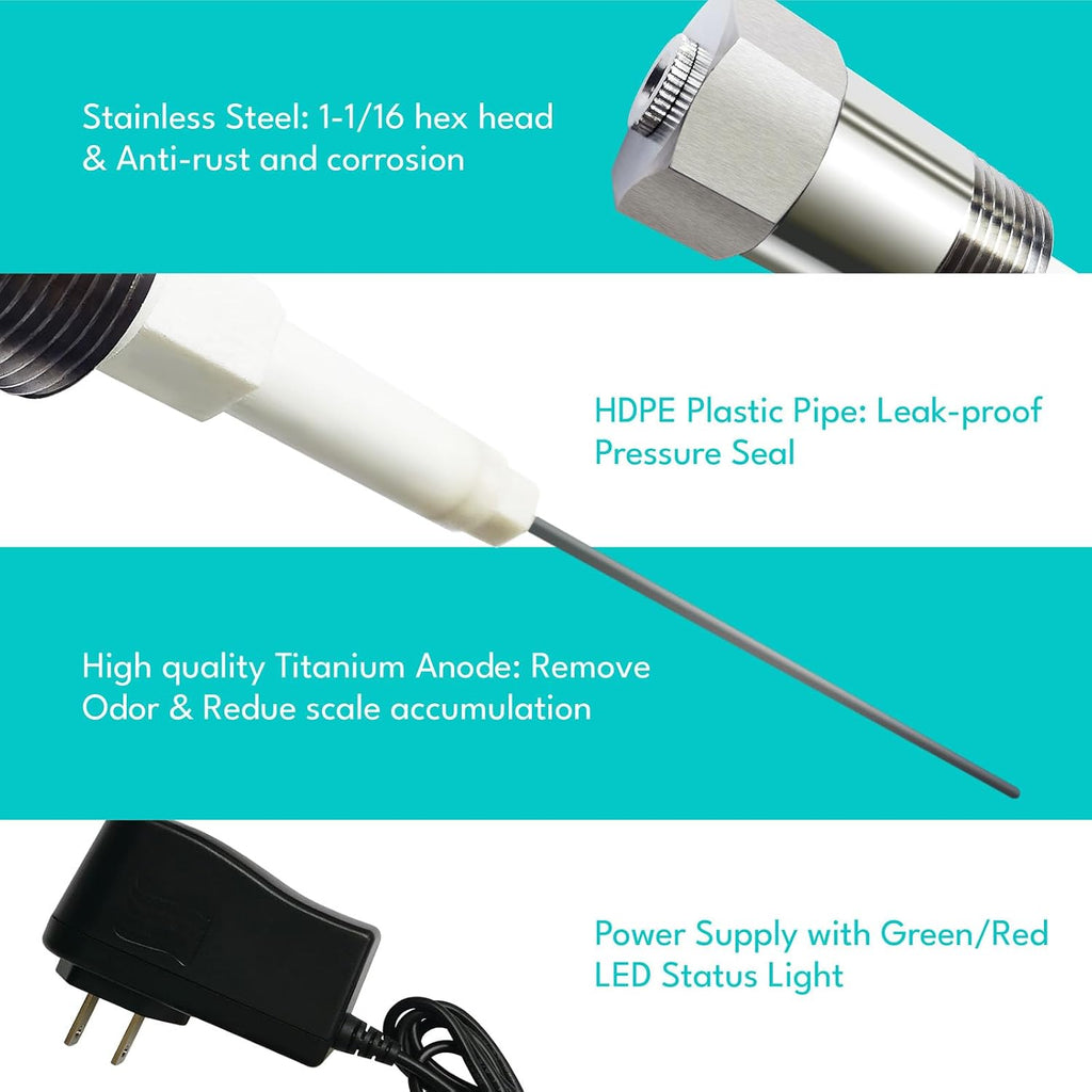 Powered Anode Rod Titanium Electrical Anode Rod for Hot Water Heater Tank