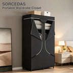 Wardrobe Closet with Hanging Rods and Shelves for Clothes Storage