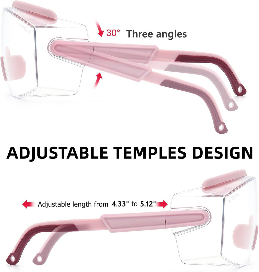 Safety Goggles Over Glasses, Anti Fog Safety Glasses with Clear Wraparound Lens, ANSI Z87.1 Protective Eyewear