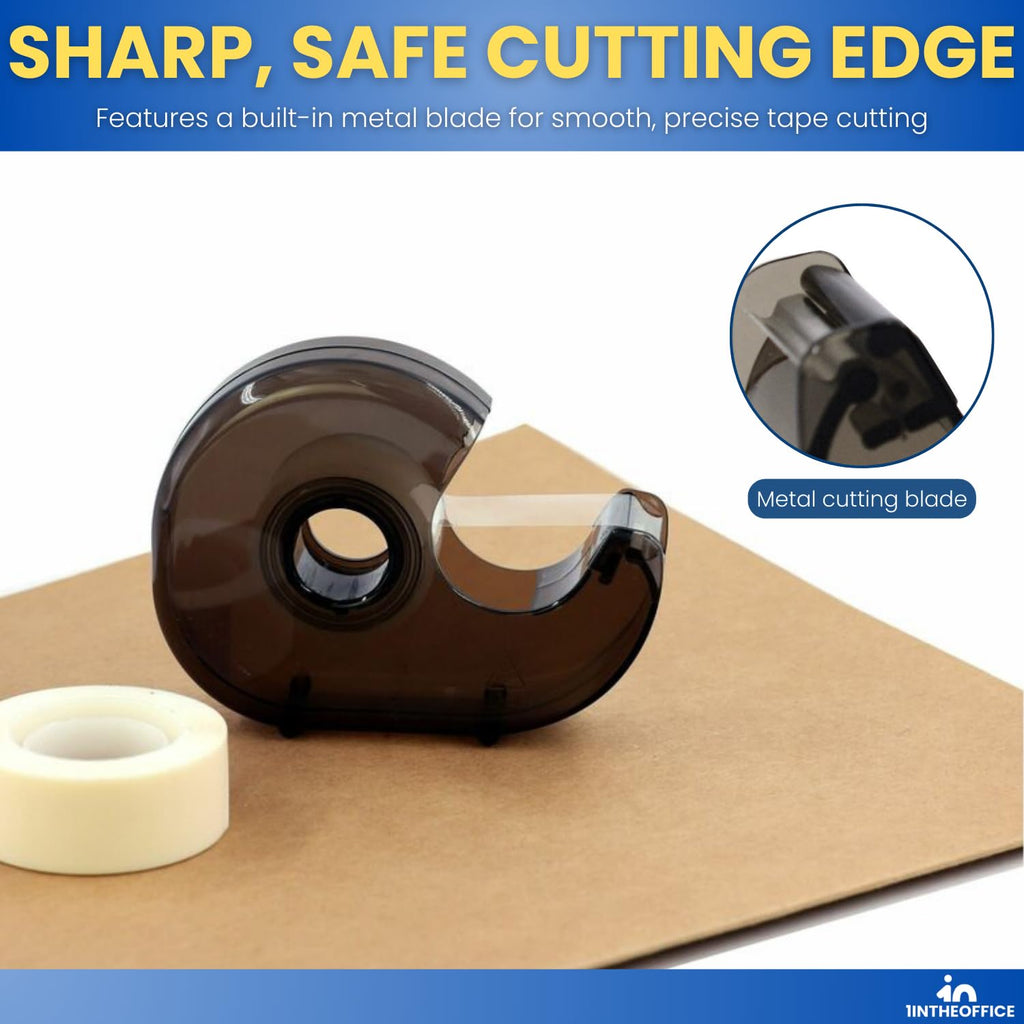 Tape Dispenser, Small Tape Dispenser, Handheld Tape Dispenser, 1 Inch Core, Translucent, Smoke/Plastic, 8 Pack