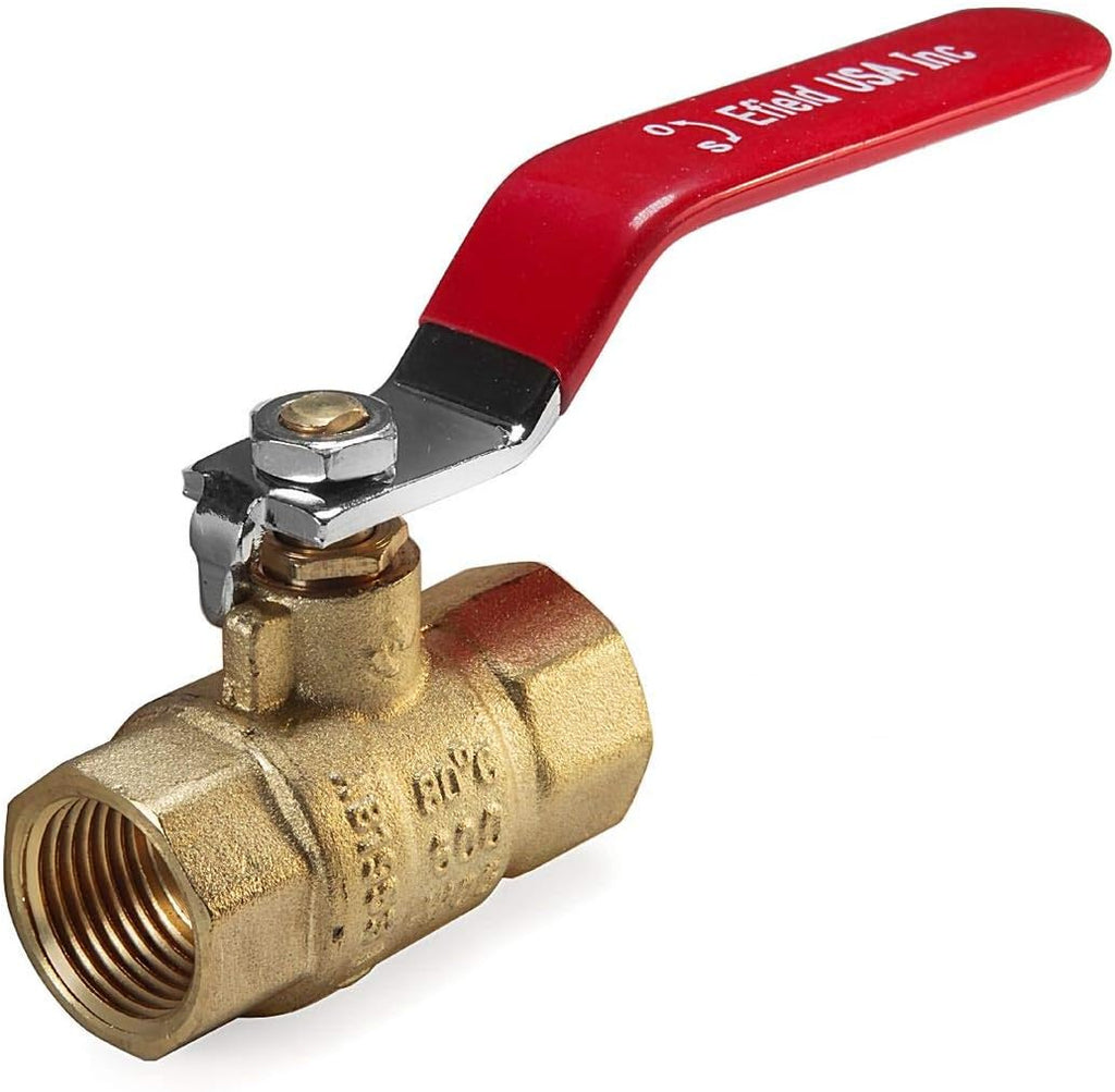 5Pcs EFIELD 1"FNPT WOG Full Port Brass Ball Valve,Red(VALVE172-5)