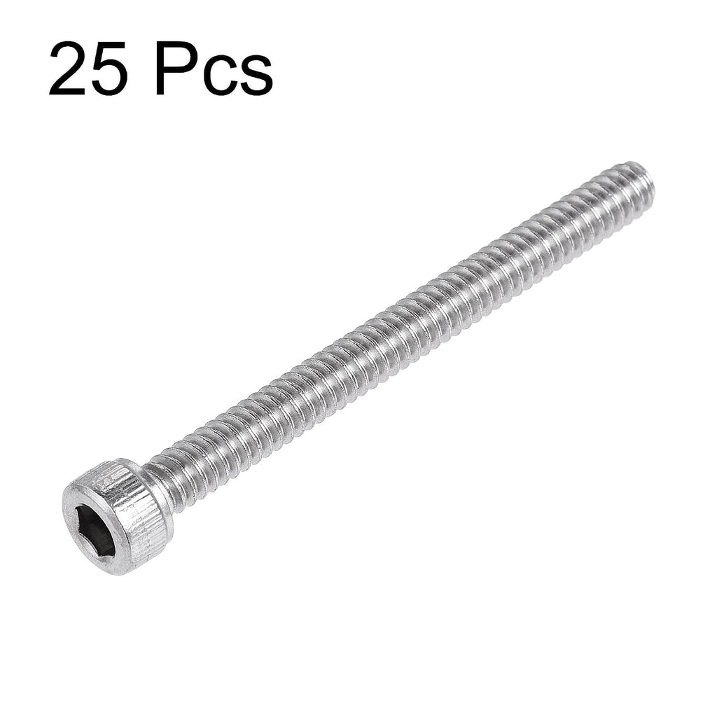 uxcell #10-24x2 Hex Socket Head Cap Screw Bolts 304 Stainless Steel Polished 25pcs