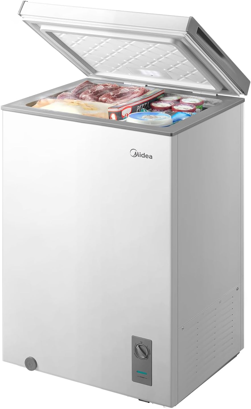 3.5 Cu.ft Chest Freezer, Fridge Freezer Convertible with LED Light