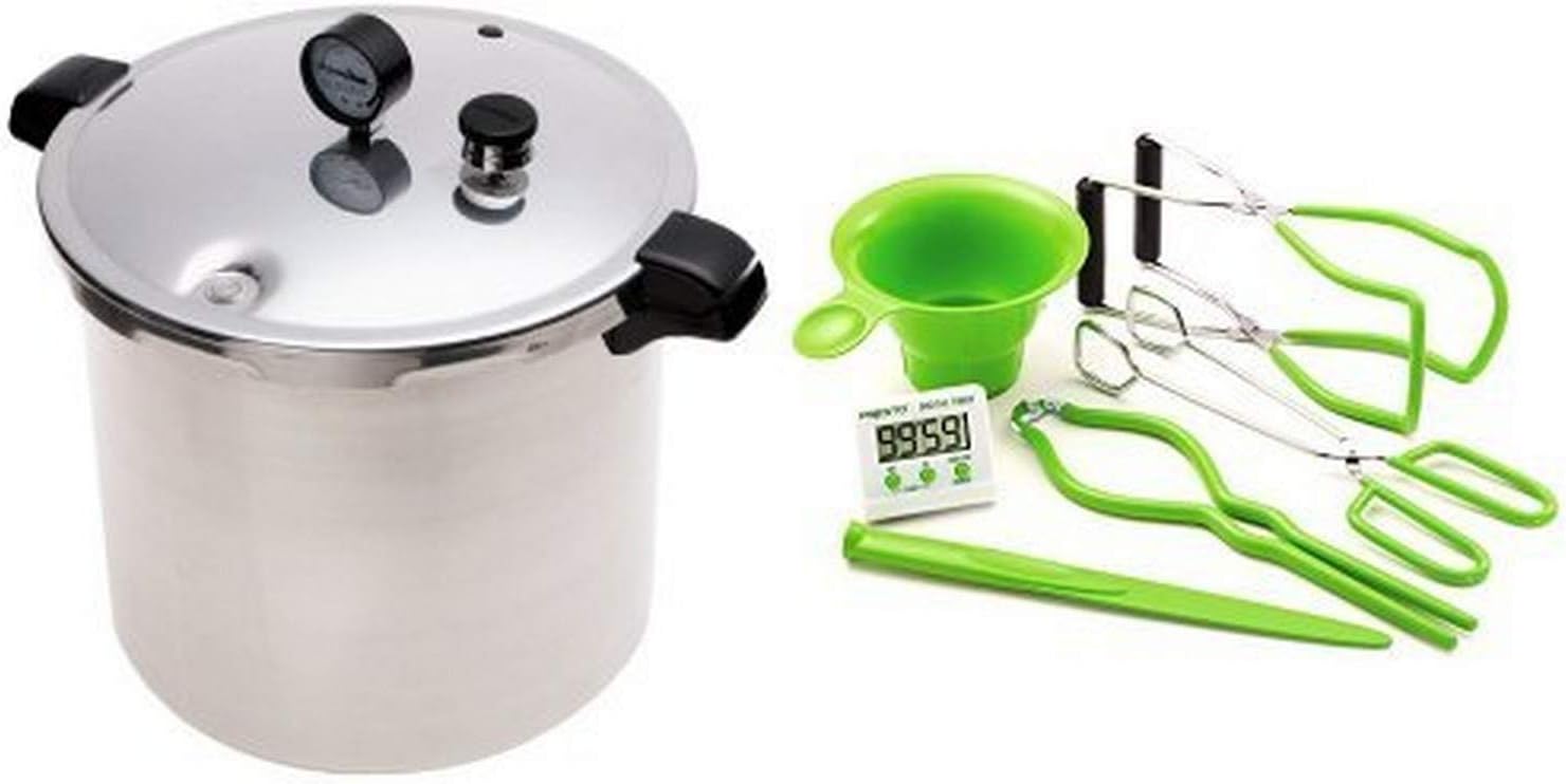 01781 23-Quart Pressure Canner and Cooker and Presto 09995 7 Function Canning Kit Bundle