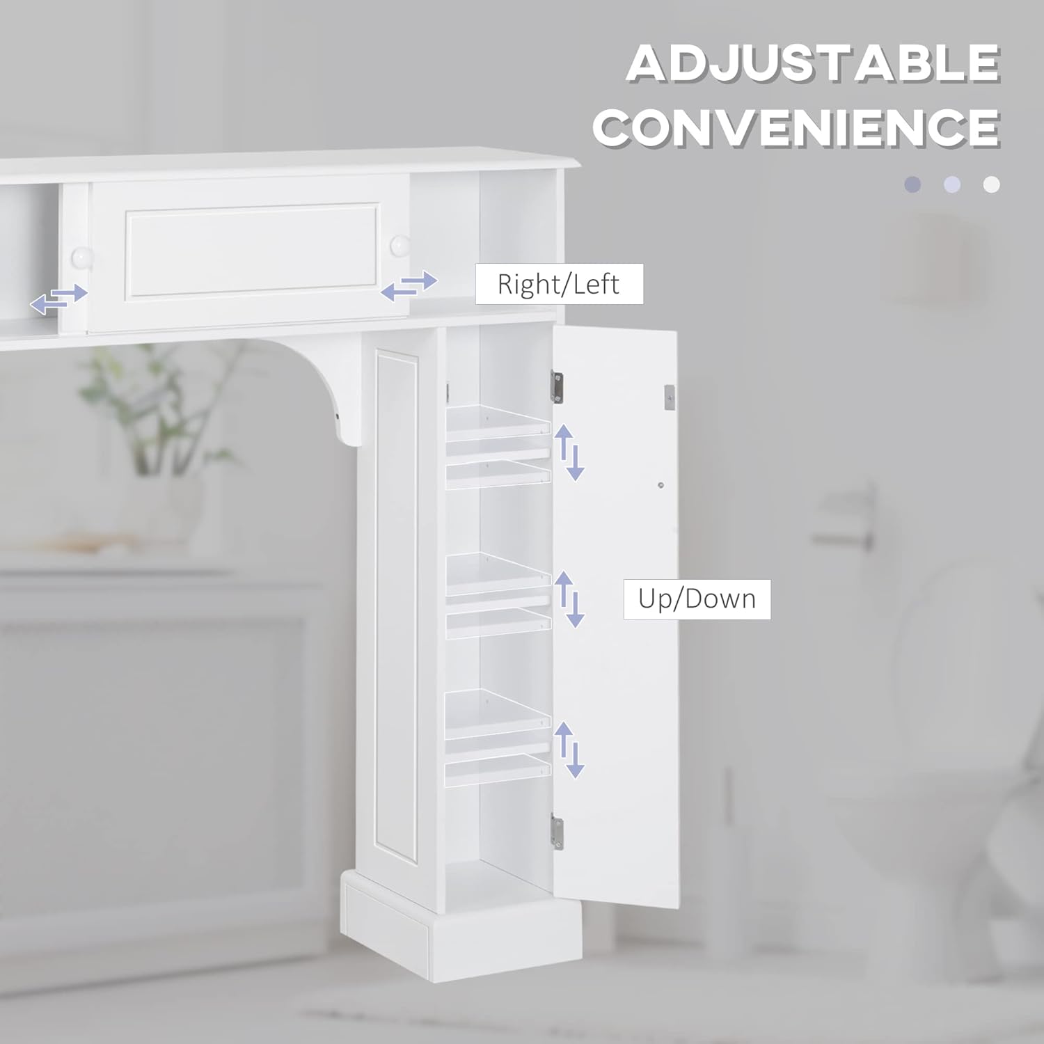 Over The Toilet Bathroom Cabinet Storage Cabinet White | Freestanding Toilet Rack, Bathroom Storage Organizer