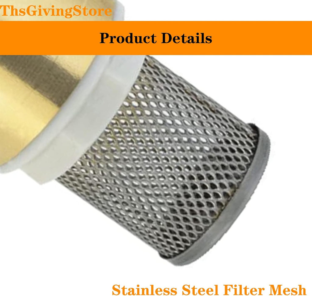 New 1/2" DN15 Female Thread Bottom Valve, Brass one-Way Check Valve, Water Pump Foot Valve with Filter 1PCS (DN15-1/2")
