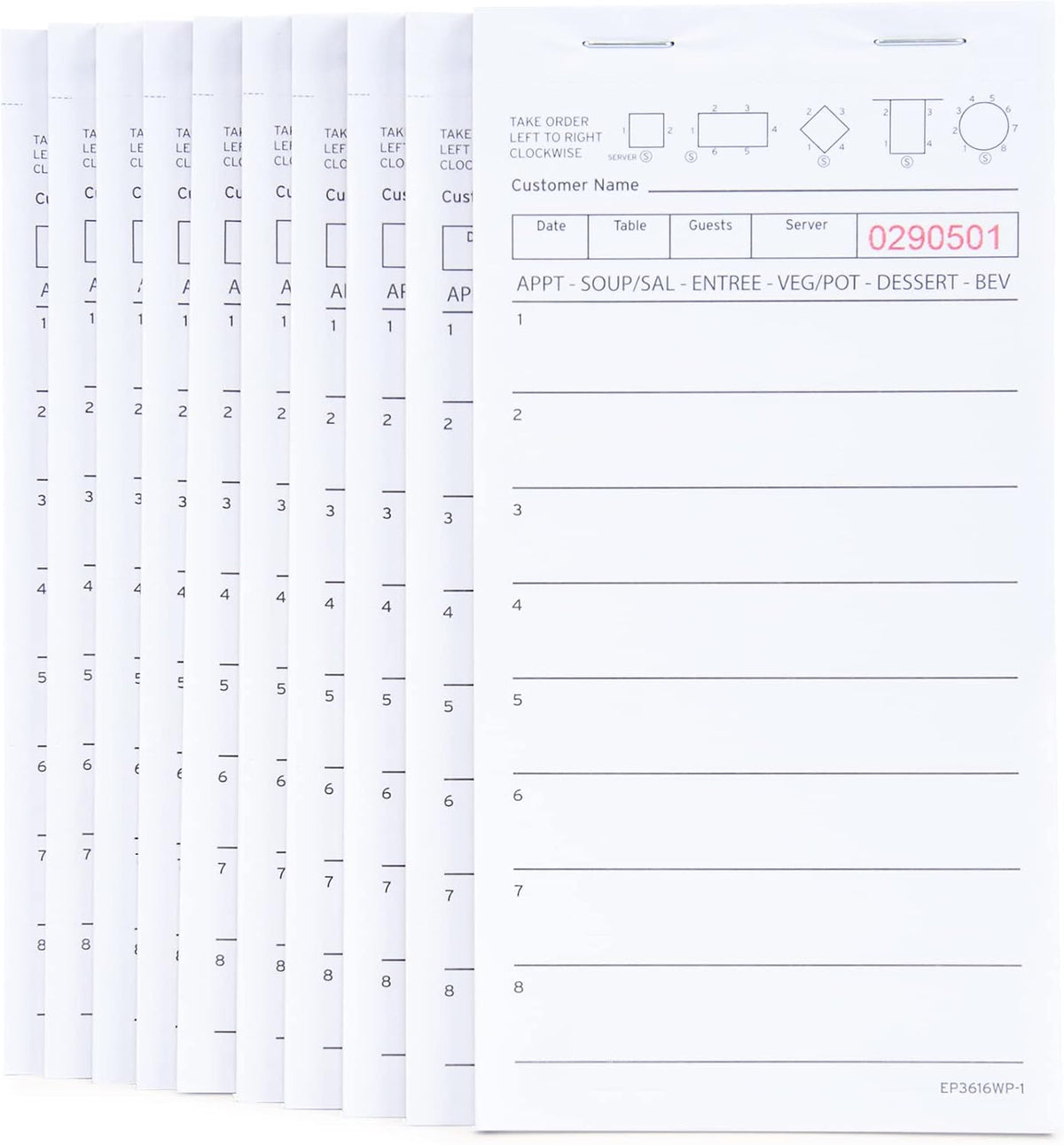 Guest Check Pads Total 500 Sheets Waitress Notepad (10 Pads)