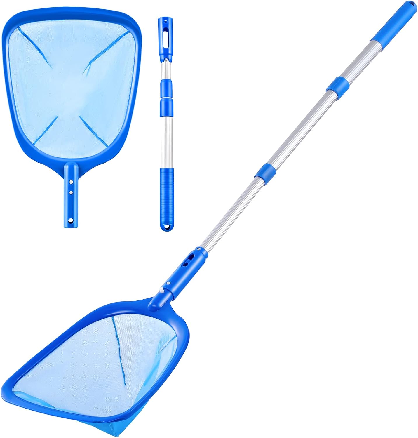 Pool Skimmer - Pool Net with 3 Section Pole, 48 inch Pool Skimmer Net with Pole Total Length, Pool Nets for Cleaning