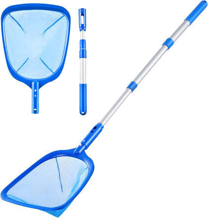 Pool Skimmer - Pool Net with 3 Section Pole, 48 inch Pool Skimmer Net with Pole Total Length, Pool Nets for Cleaning