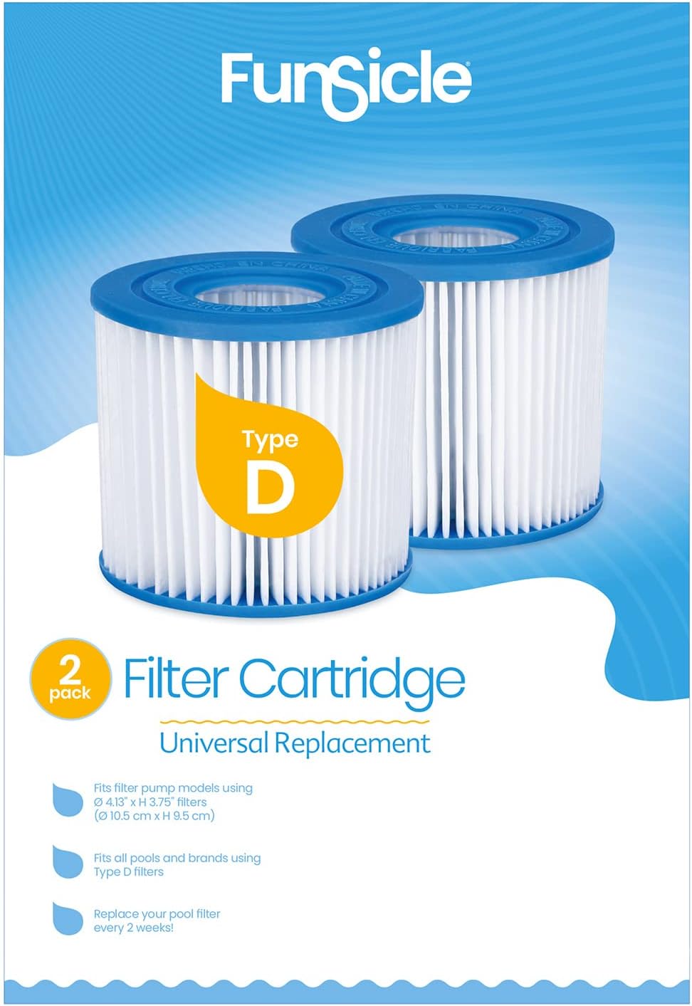 Type D Filter Cartridge 2-Pack, for Above Ground Pool Filter Pumps
