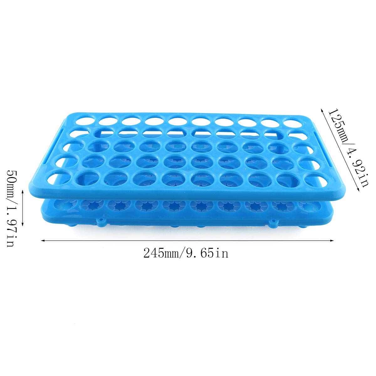 Test Tube Rack Blue Plastic Centrifuge Tube Racks with Silicone Pad Tubes 50 Positions for 5ml,10ml,15ml,50ml 18mm