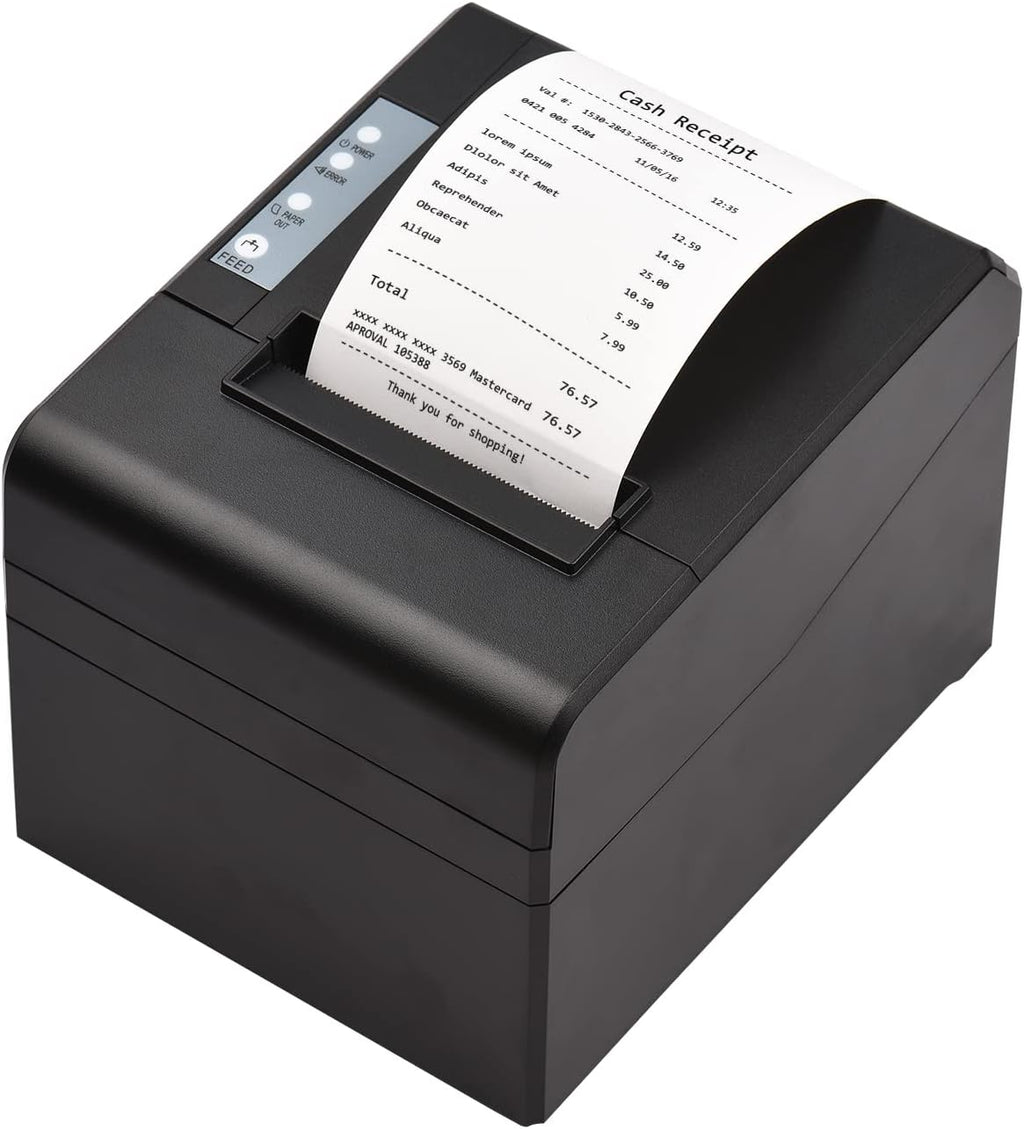 Thermal Receipt Printer 80mm Desktop Direct Thermal Printing USB Connection 300mm/s High Speed with Auto Cutter