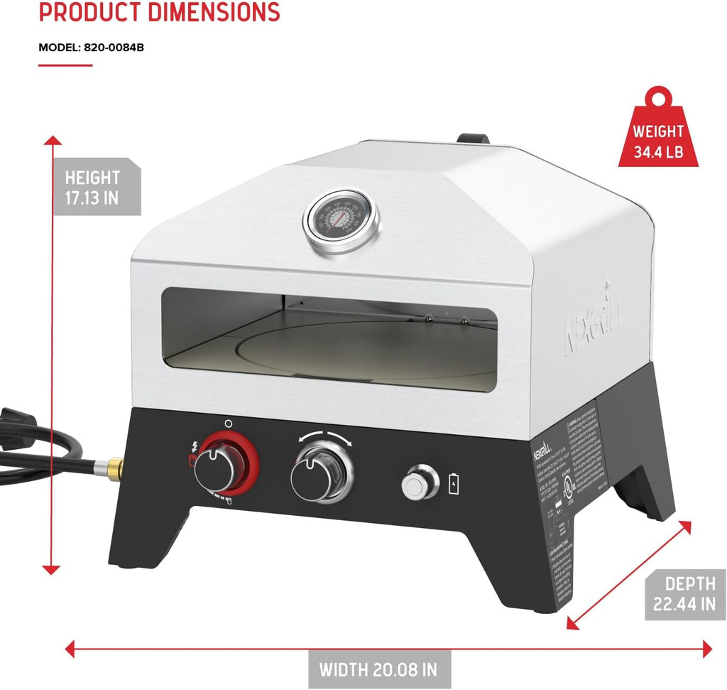 12" Propane Gas Pizza Oven Stove with Rear Access Smoker Box