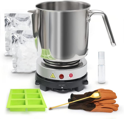 Fast METL Soap Making Kit with Electronic Hot Plate, Basic DIY Soap Making Supplies Including 1.1 lb Glycerin Soap