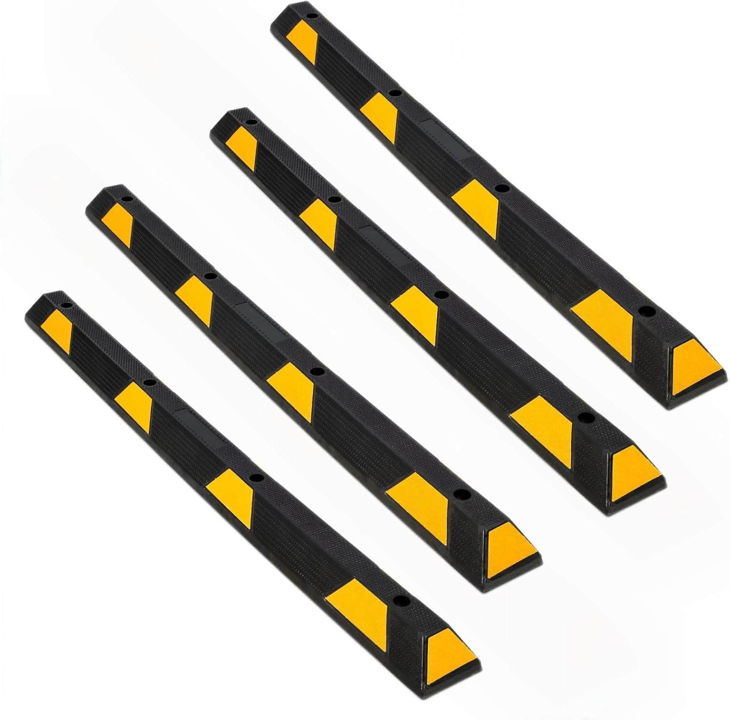 4 Packs 72" Heavy Duty Rubber Parking Curb, 55000 LBS Parking Stopper | Garage Parking Floor Stop with Reflective