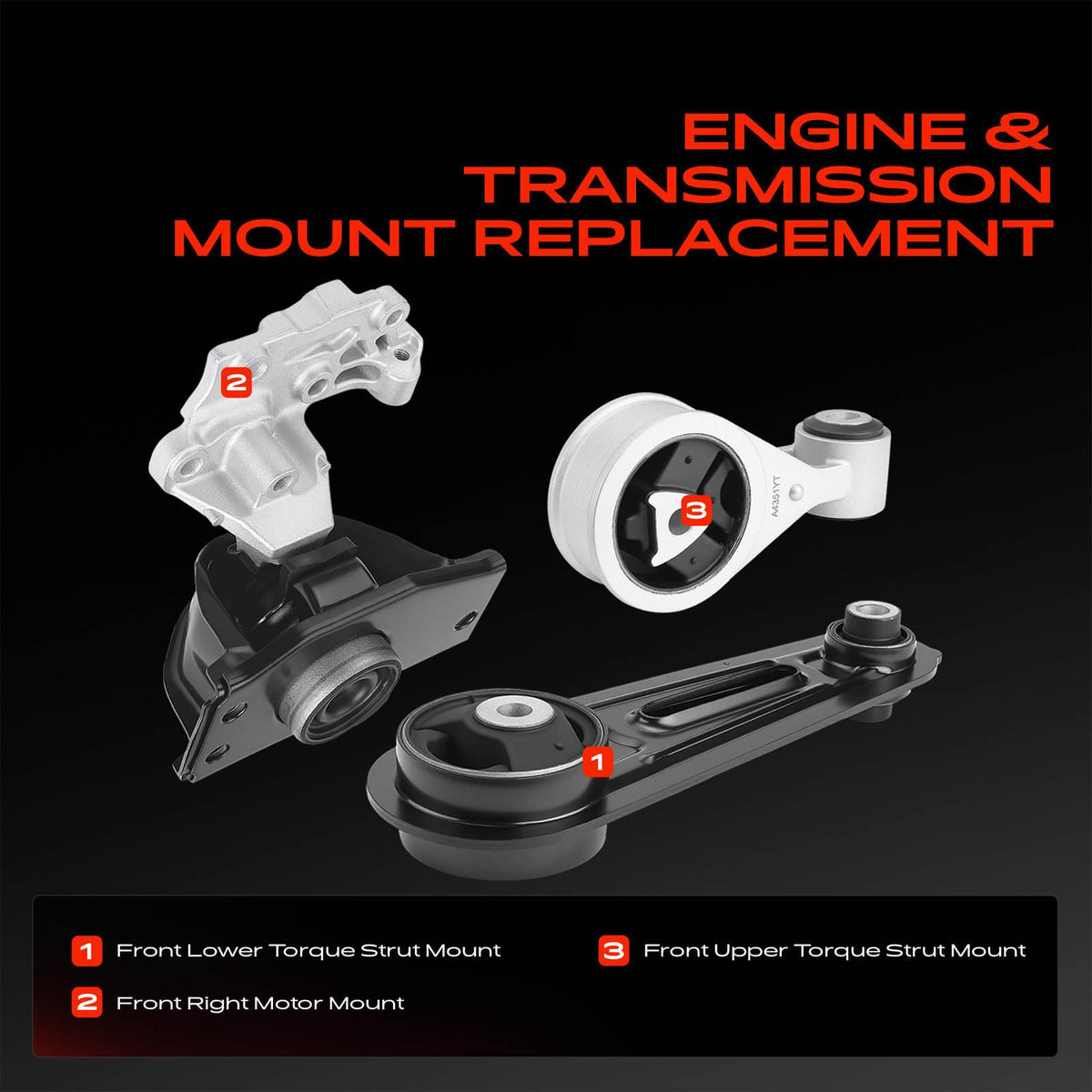 A-Premium Engine Motor Mount and Torque Strut Mount Kit, Set of 3