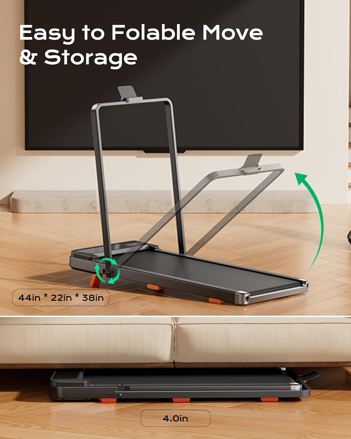 Walking Pad with Incline, Under Desk Treadmills for Home | 8% Incline, Portable Office Treadmill, 265 Lbs Capacity