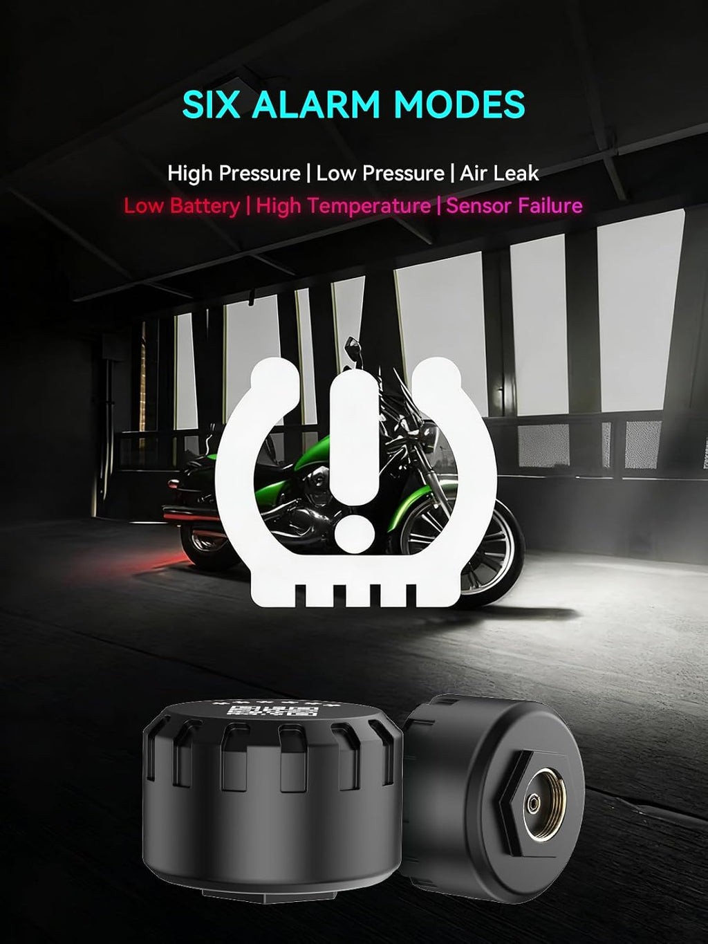 Motorcycle Tire Pressure Monitoring System, Bluetooth TPMS for Motorcycles – Real-Time Tire Pressure & Temperature