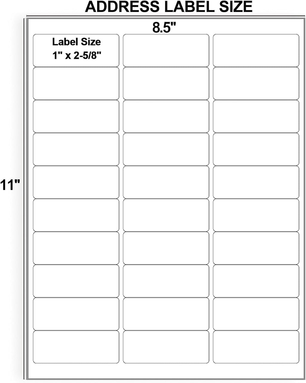 1" x 2-5/8" Address Labels, 1200 White Mailing Labels, 40 Sheets