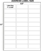 1" x 2-5/8" Address Labels, 1200 White Mailing Labels, 40 Sheets
