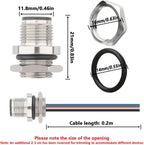2PCS M12 4Pin A Coded Male Connector Cable 0.7FT
