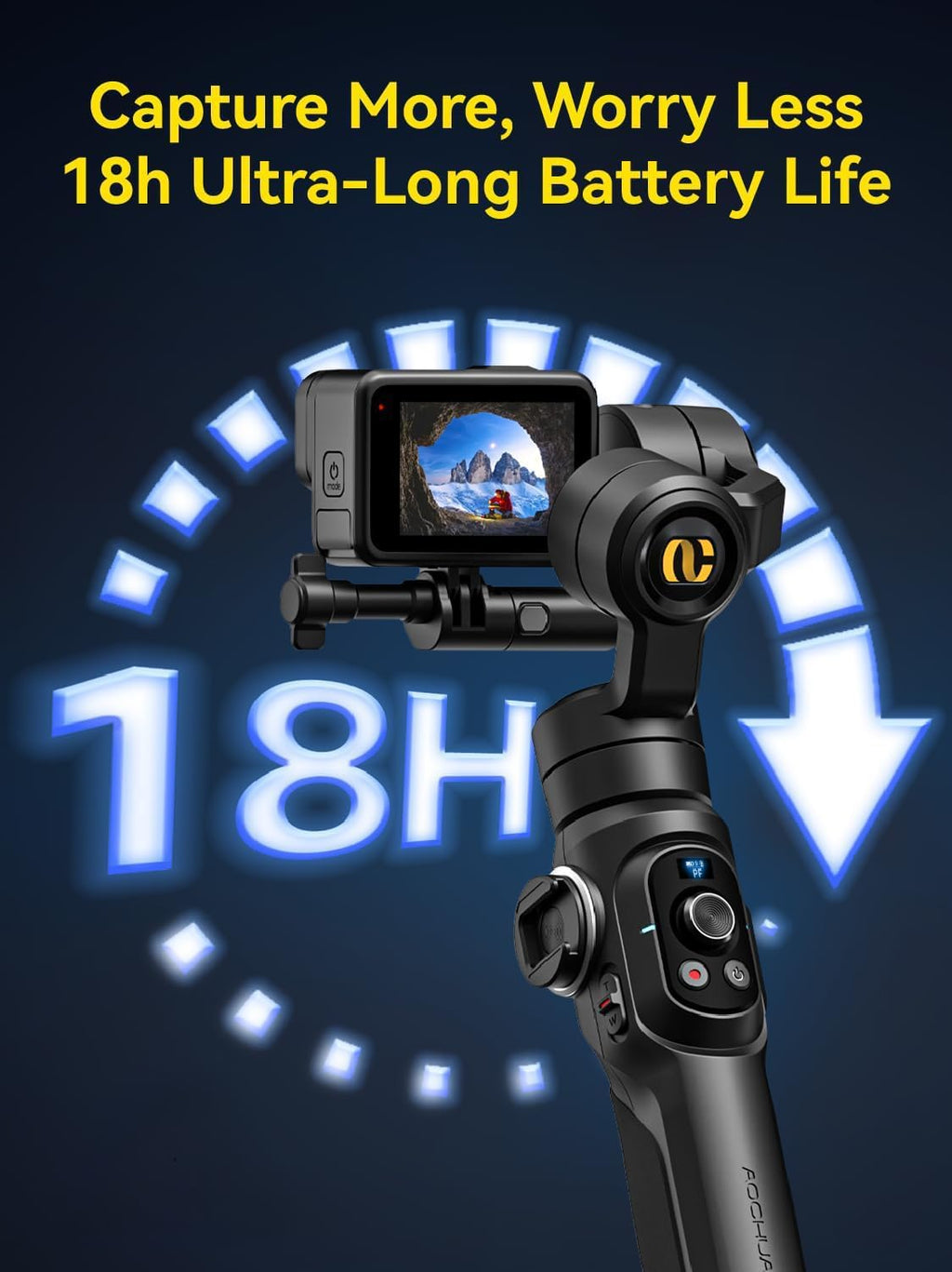 Gimbal Stabilizer for Go Pro, Handheld Gimbal with 360° Rotation for Video Recording, 3-Axis Gimbal Stabilizer