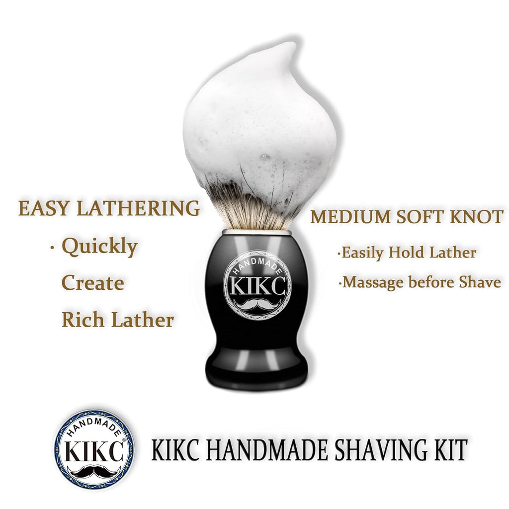 Hand Crafted Pure Badger Shaving Brush for Wet Shave, Soft Bristle, Wood Handle Black Color, Best Gift for Bearded Man