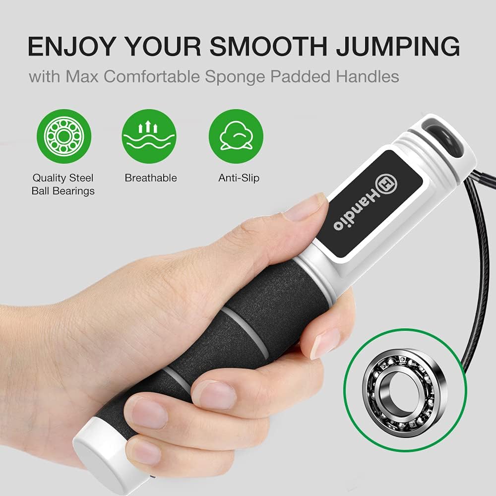 Jump Rope, H Handio Jump Rope with Counter, Workout Jumping Rope with Steel Ball Bearings, Adjustable Length Speed