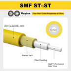 OS2 ST to ST Single Mode Fiber Patch Cable, 3m/10ft, 5Pack