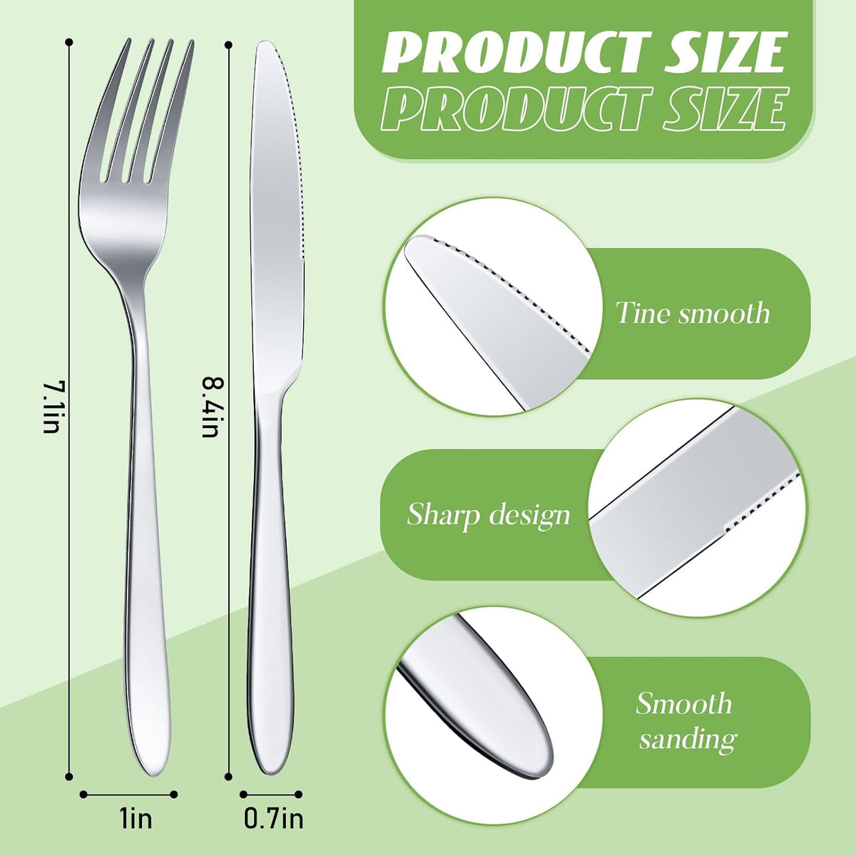 150 Fork Knife, Classic, 8.4 x 0.7 Inch,7.1 x 1 Inches, Silver