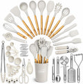50 PCS Silicone Kitchen Utensils Set Complete Kitchen Set - 800°F Heat Resistant Non-Stick Premium Silicone Cooking