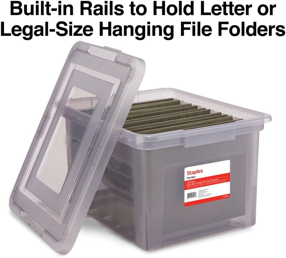 Plastic File Box with Snap Lid, Letter/Legal, Frost Gray, 4-Pk