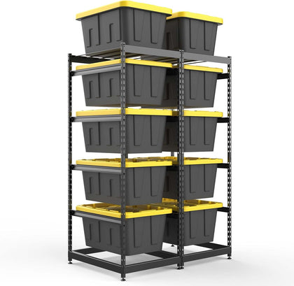 27 Gallon Tote Storage Rack, Heavy-Duty Storage Bin Rack Organizer, 5-Tier Standing Storage Bin Shelves, 250 lb