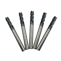 5PCS Carbide Square End Mill Bits Set, Milling Bits Cutter 3/16 Carbide End Mills for Alloy Steels/Hardened Steels, HRC 45 Deg Single End 4 Flute AlTiN Coating, 3/16 in