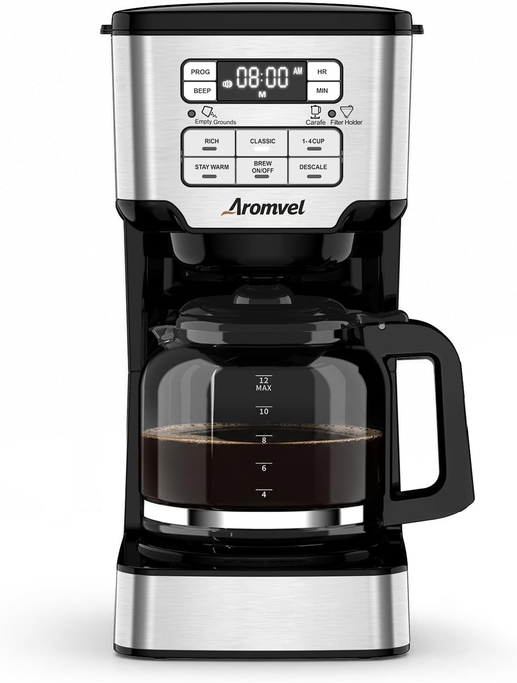 12-Cup Drip Coffee Maker Programmable, Adjustable Brew Strength | 24-Hour Delay Brew & 4-Hour Keep Warm, 1-4