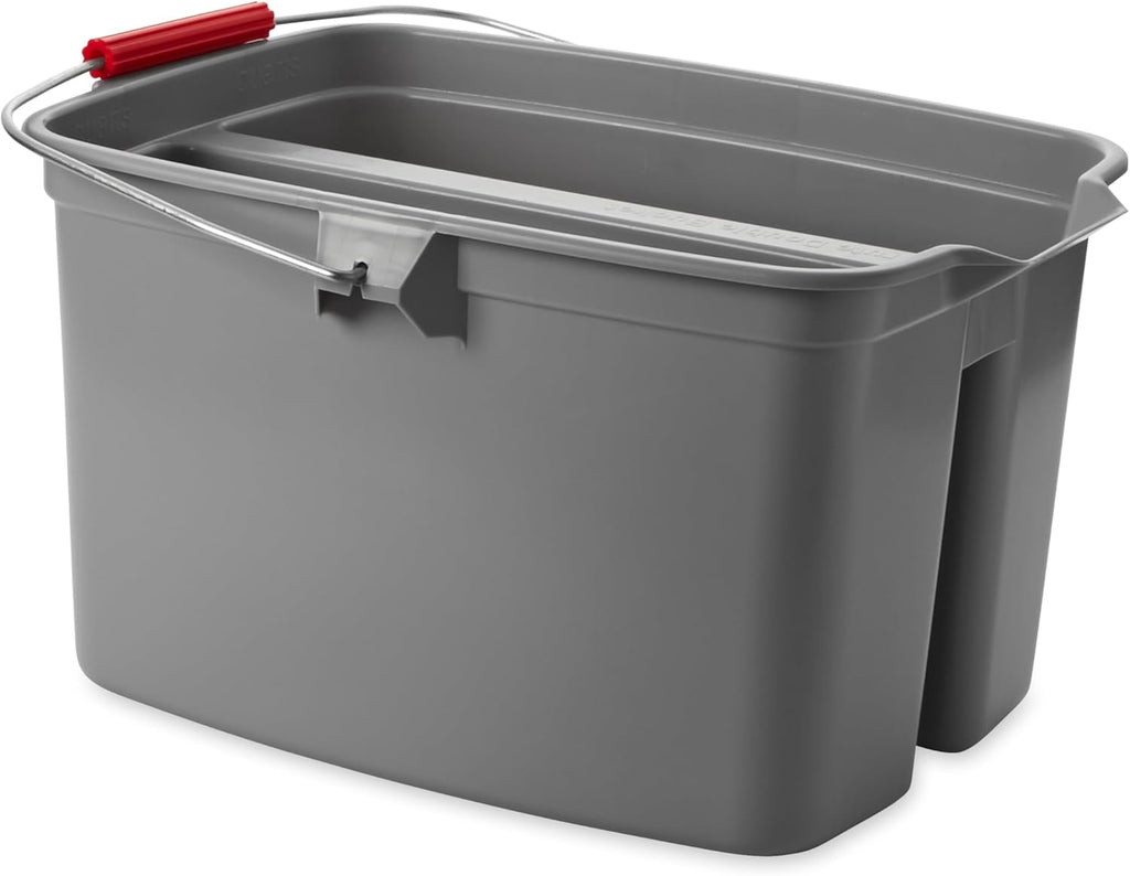Double Pail Plastic Bucket for Cleaning Easy to Carry 19 Quart Gray Cleaning Caddy Supplies Organizer with Handle for