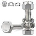 (4 Sets) 3/8-16 x 2-1/2" Hex Head Screw Bolt,Lock Nuts,Flat & Lock Washers Kits,304 Stainless Steel 18-8,Fully Threaded
