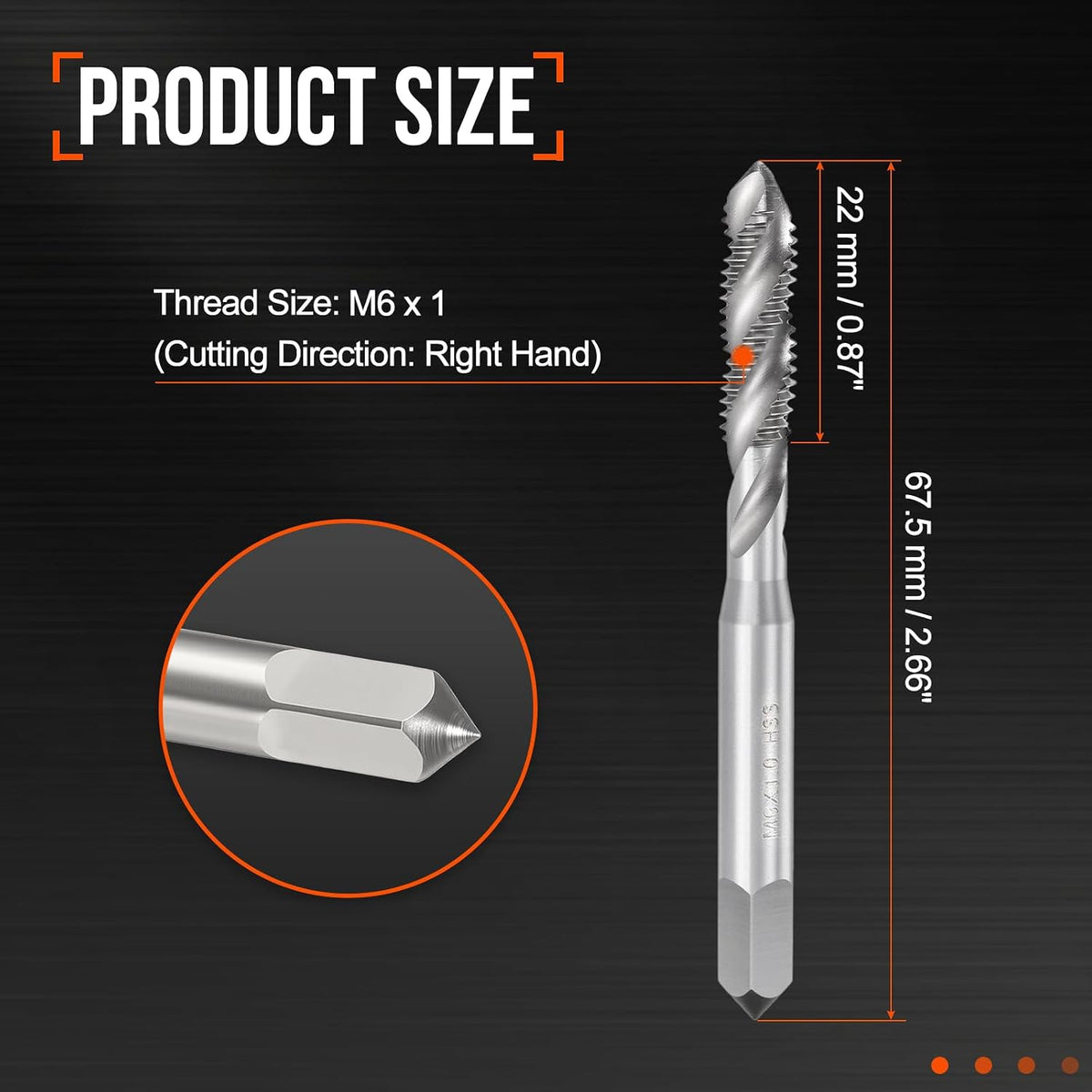 M6 x 1 Spiral Flute Thread Tap M2 High Speed Steel Polished