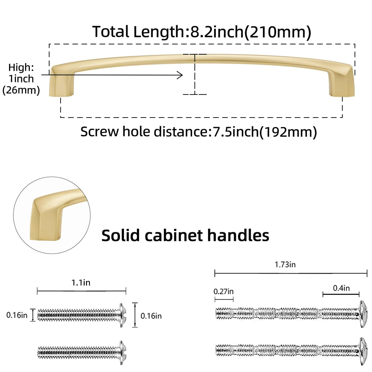 6 Pack 7.5 Inch Brushed Brass Kitchen Cabinet Handles