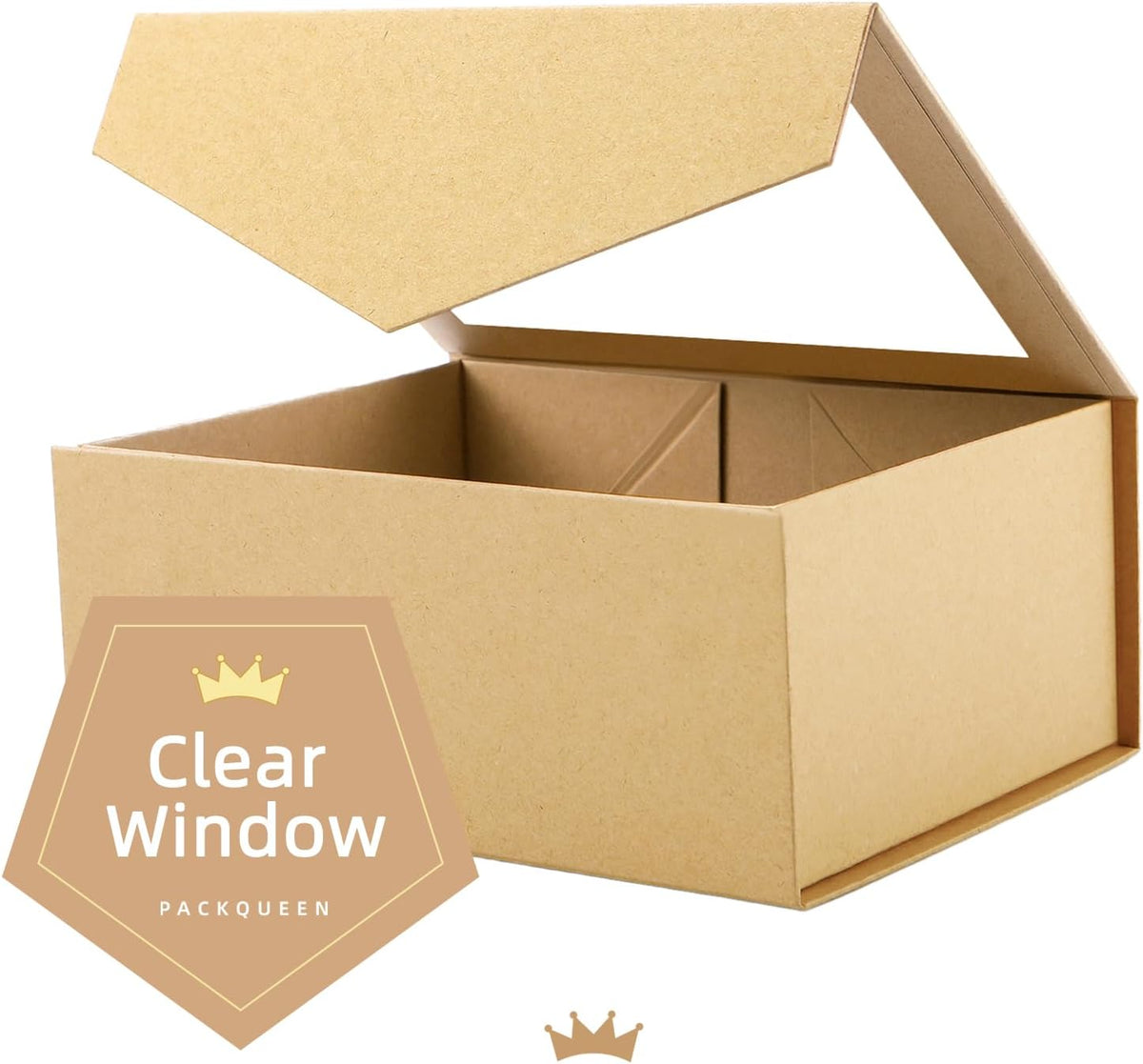 Kraft Clear Magnetic Lid Gift Box with Window 9x6.5x3.8 Inches