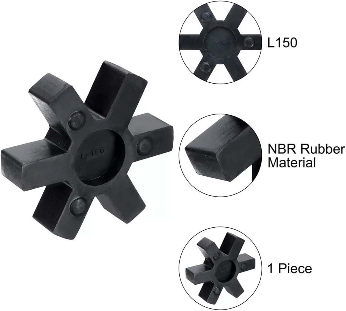 L150 Flexible Rubber Jaw Coupling Inserts 2 Pack Solid Spider Center For Lovejoy L‑150 Industrial Machinery Power Transmission