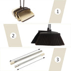 Broom and Dustpan Combo Set,55" Long Handle,Beige