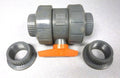 Nibco Chemtrol Tru-Bloc U45TB-V PVC SCH 80 True Union Ball Valve With Orange Handle, 2"