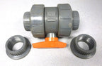 Nibco Chemtrol Tru-Bloc U45TB-V PVC SCH 80 True Union Ball Valve With Orange Handle, 2"