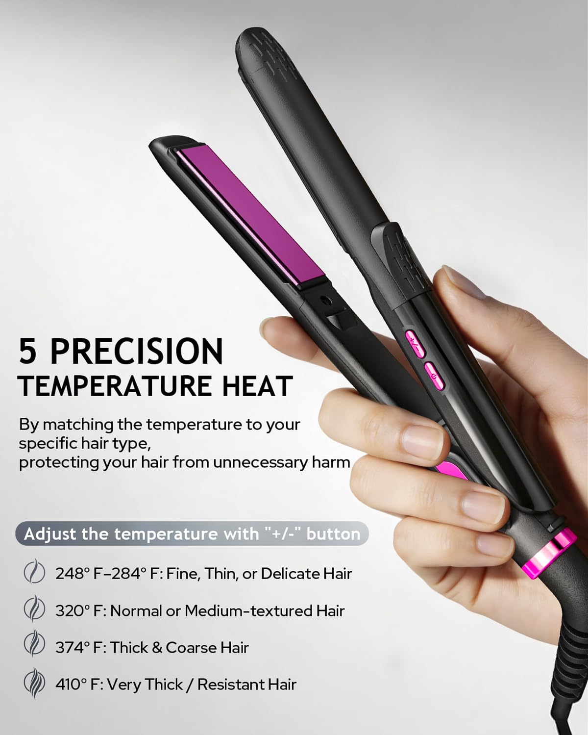 0.5 Inch Mini Flat Iron Adjustable Temp