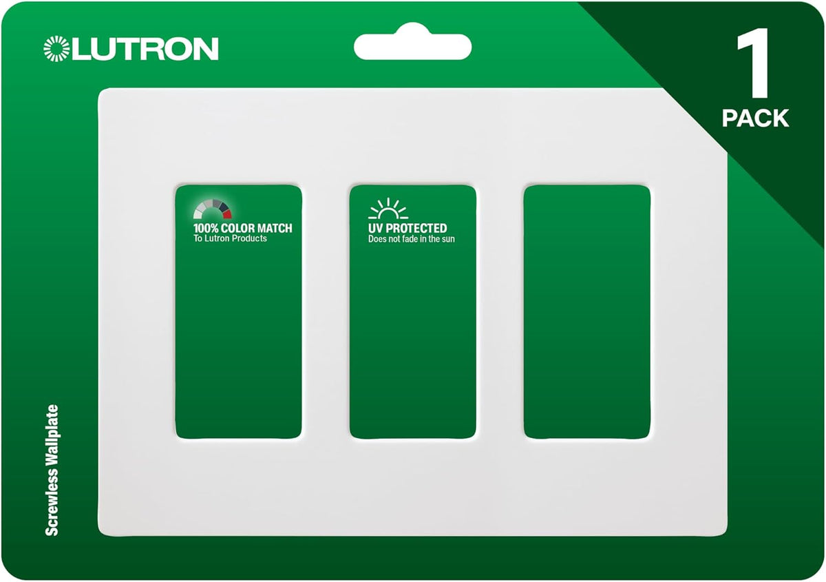 Lutron Claro Light Switch Cover Plate, 3 Gang Wallplate, Gloss
