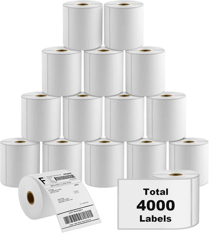 4" x 6" Direct Thermal Labels, 4000 Pcs/16 Rolls | Perforated White Mailing Shipping Package Labels, Commercial