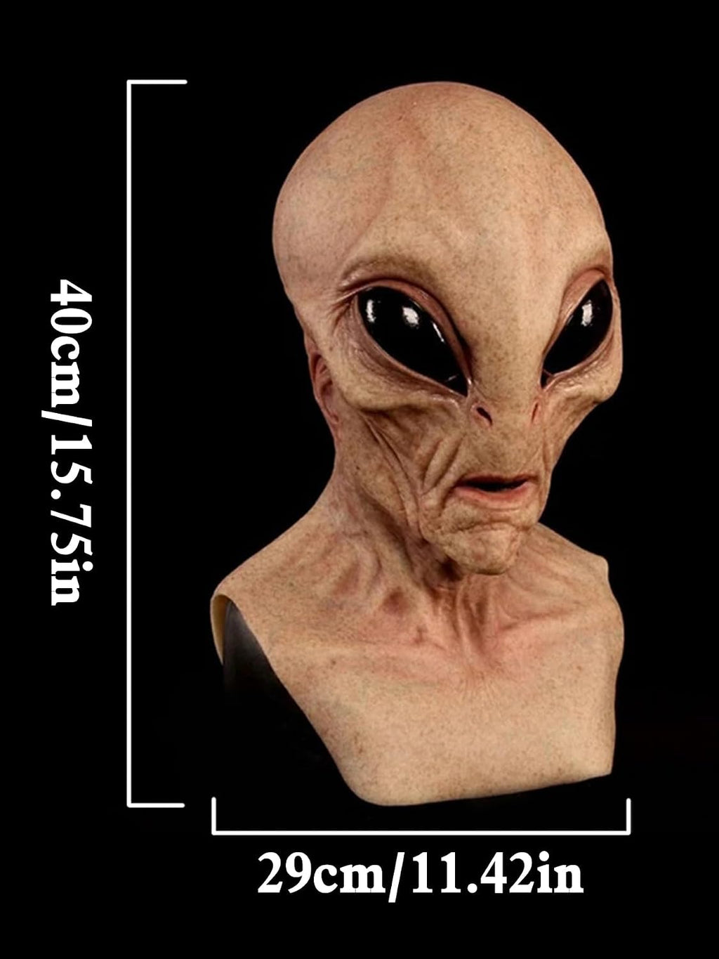 Realistic Area 51 Alien Full Head Latex Mask, Scary Creepy Prop for Adults Halloween Cosplay Costume Party 2026